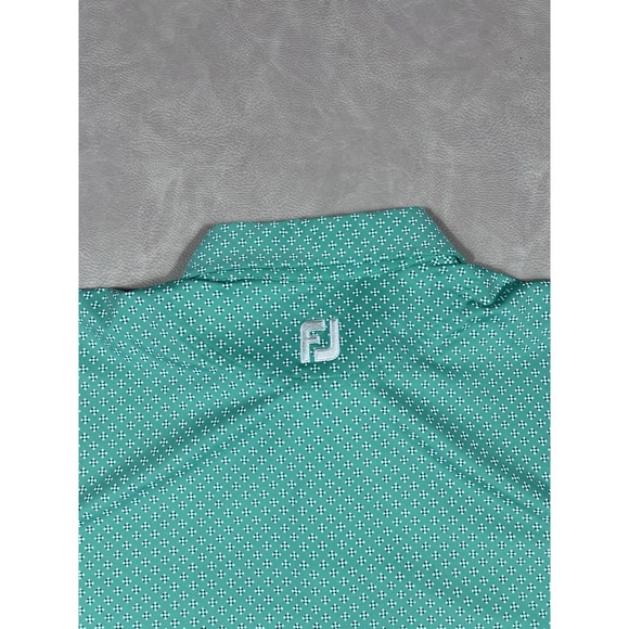 FootJoy Shirt Size Large Watersound Club Green Textured Button Up Golf Polo - Picture 7 of 9
